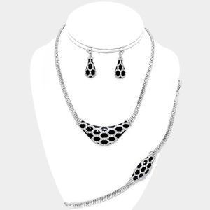 3-PCS Crystal Rhinestone Snake Chain Necklace Set